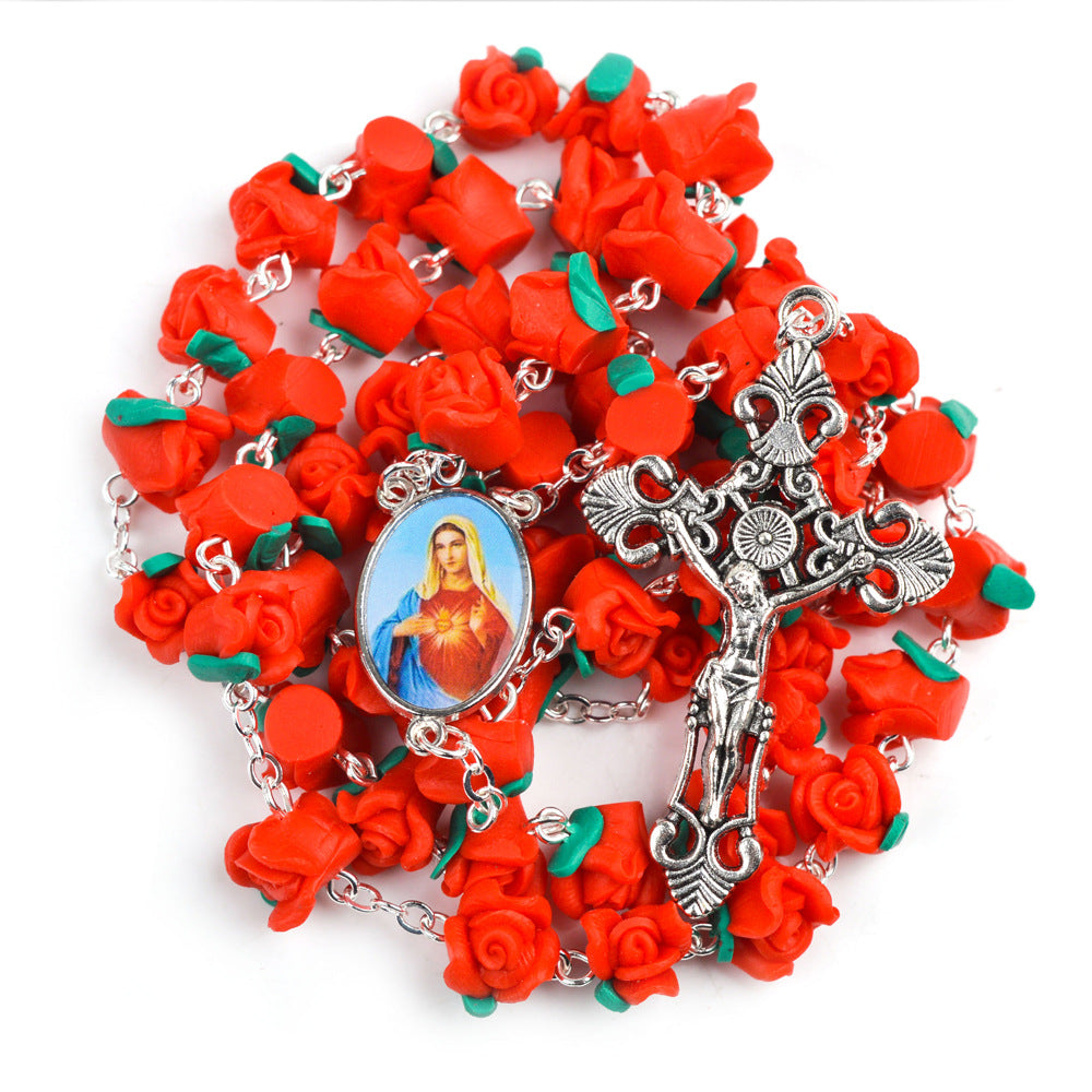Clay Rose Pre-Made Rosary