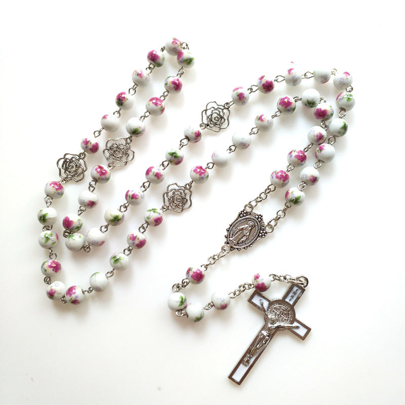 Ceramic Rose Pre-Made Rosary